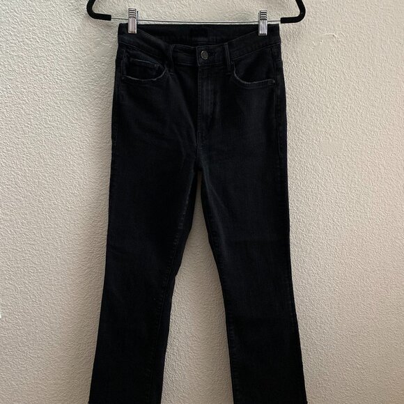 Mother Denim The Insider Crop Fray Not Guilty Jeans 27 x 25 Black Wash Raw Hem - Picture 1 of 6